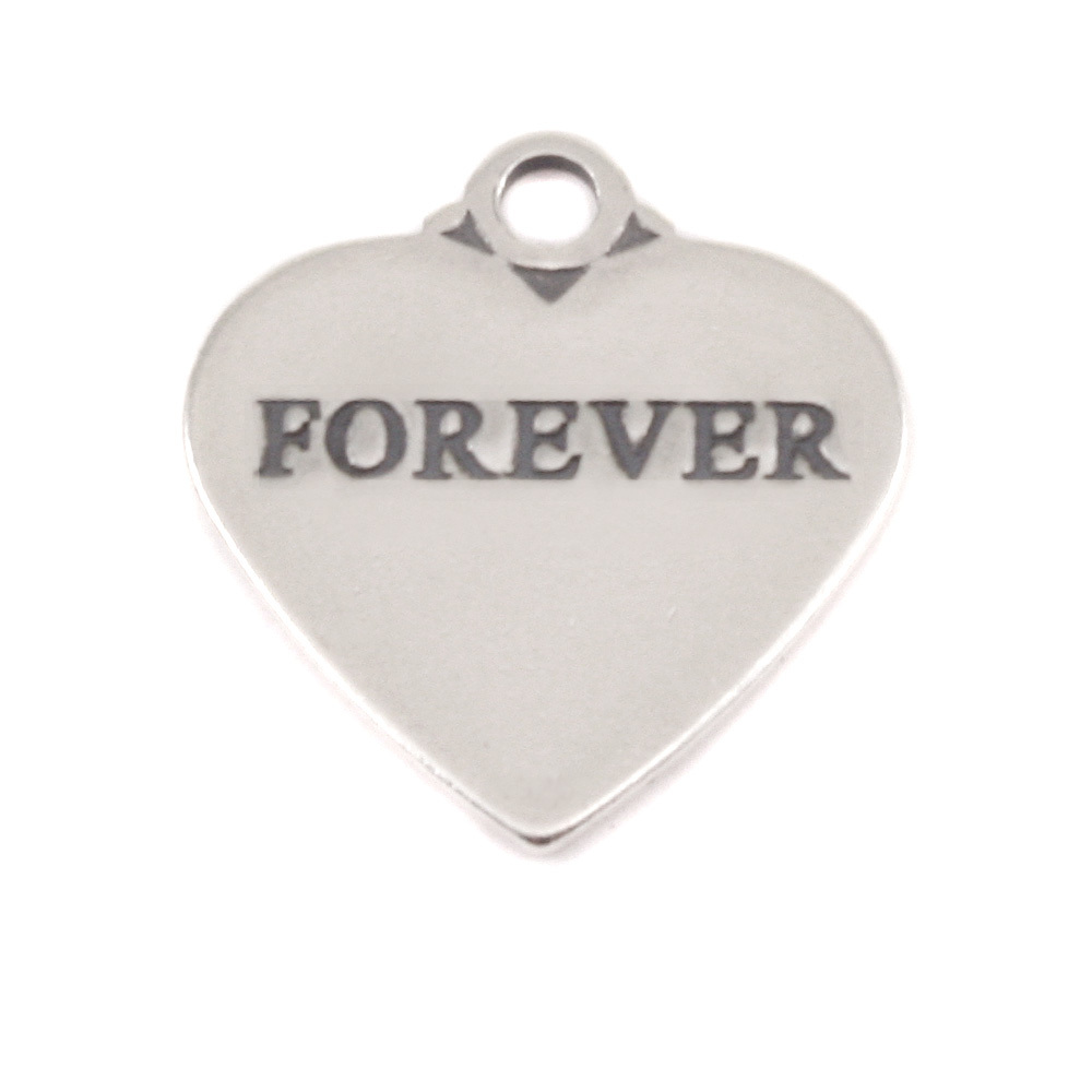 Charms & Solderable Accents Sterling Silver Heart Charm with Top Loop, FOREVER